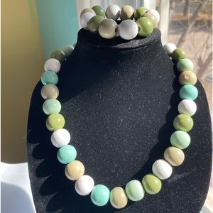 Handcrafted Wooden Bead Necklace and Bracelet Set